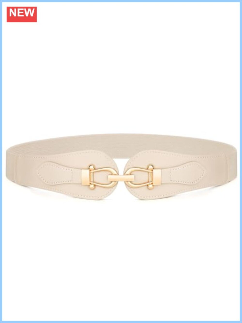 Wide Elastic Belt Women Stretch Faux Leather Gold Buckle Waist Belt for Dress